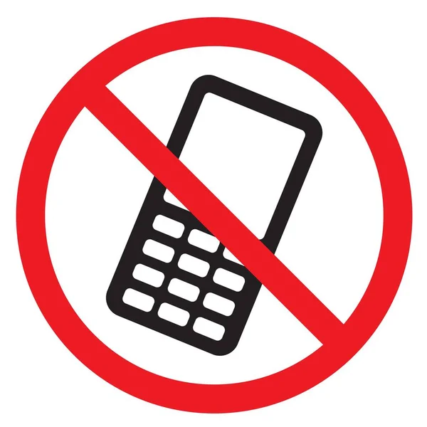 Telefone Celular Ícone Símbolo Sinal Parada Aviso Desligue Botão Telefone — Vetor de Stock