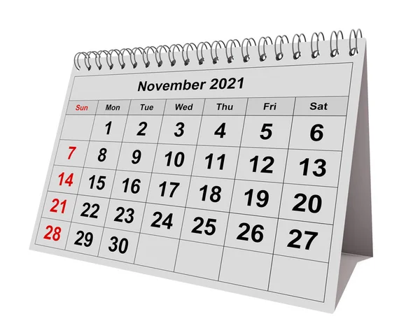 Een Pagina Van Jaarlijkse Zakelijke Maandelijkse Kalender Datum Maand November — Stockfoto