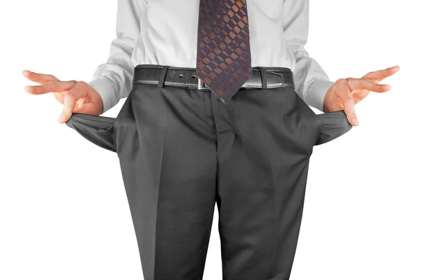 Bankrupt showing empty pockets Stock Photo