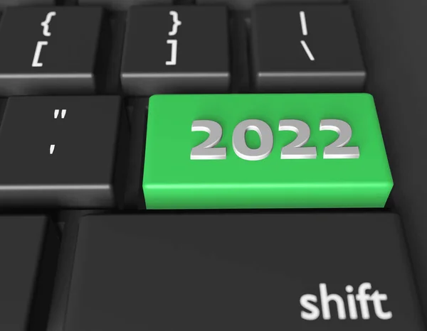 Number 2022 Computer Keyboard New Year Image Computer Key Enter — Stock Photo, Image