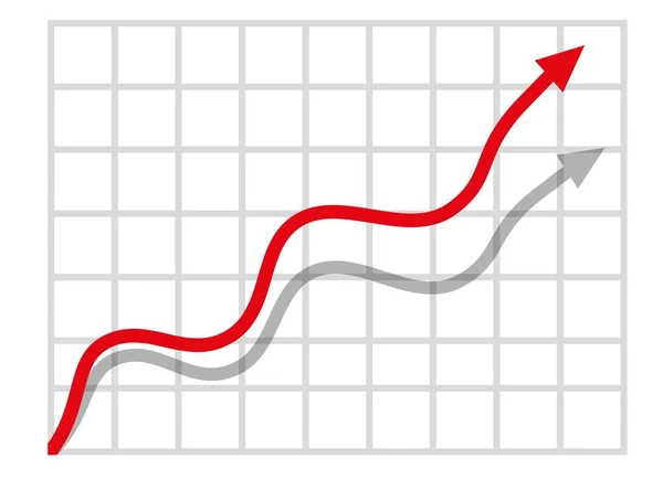 Grafico Con Rapporto Aumento Illustrare Con Aumento Ottenere Progressi Illustrazione — Vettoriale Stock