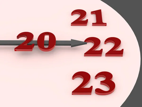 New Year Concept Clock Arrow Points Figure 2022 Rendering — Stock Photo, Image