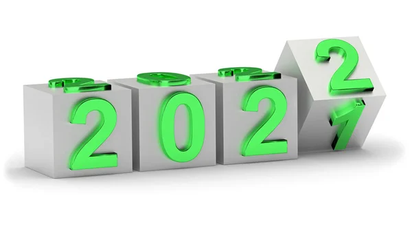 New Year Holiday Concept Cubes Number 2022 Replace 2021 Rendering — Stock Photo, Image