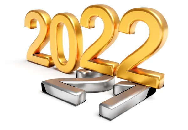 Ano Novo 2022 Conceito Férias Número Ouro 2022 Encontra 2021 — Fotografia de Stock