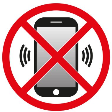 Telefon uyarı işareti simgesi. Telefonu kapat. Vektör İllüstrasyonu