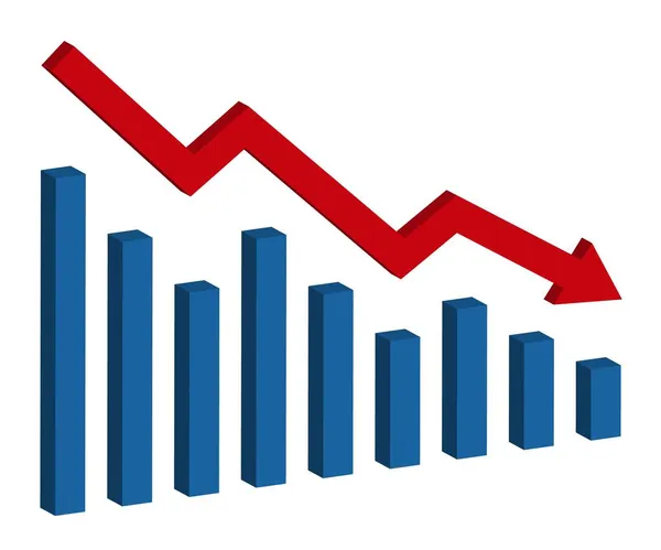 Diagram Med Minskningsrapport Diagram Med Lågkonjunktur Och Konkursutveckling Business Och — Stock vektor