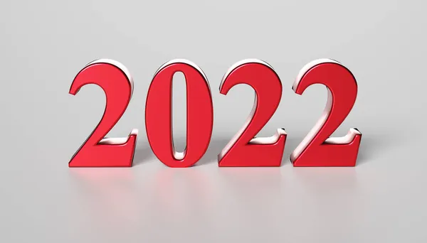 Újévi Koncepció 2022 Piros Szám Renderelés — Stock Fotó