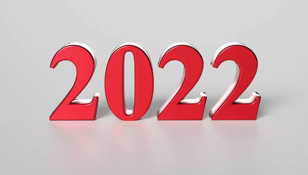 Concepto Año Nuevo Rojo Número 2022 Renderizado — Foto de Stock