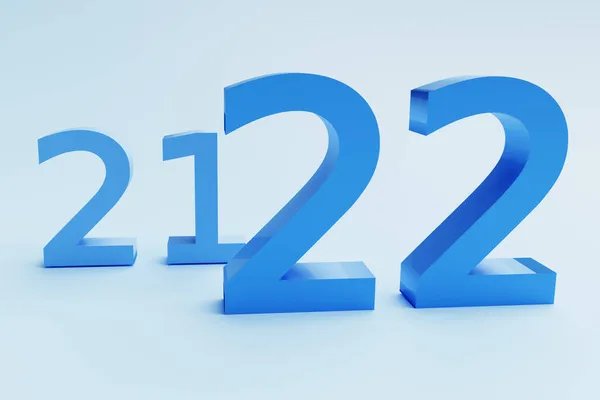 New Year Concept Blue Colors Number 2022 Rendering — Stock Photo, Image