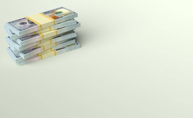 Boş fotokopi arkaplanındaki dolarlardan yığınla para. Finans kavramsal