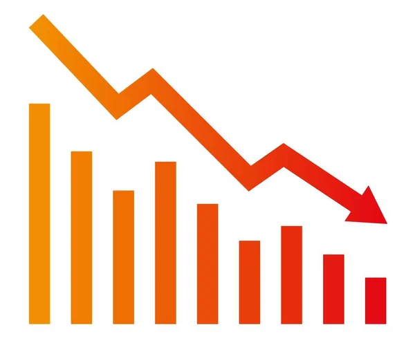 Grafiek Met Afname Rapport Schema Met Recessie Vorderingen Bij Faillissement — Stockvector