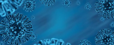 Virüs Coronavirus Covid 19 ile boş bir kopyalama arkaplanı. Tıp konsepti. 3d oluşturma