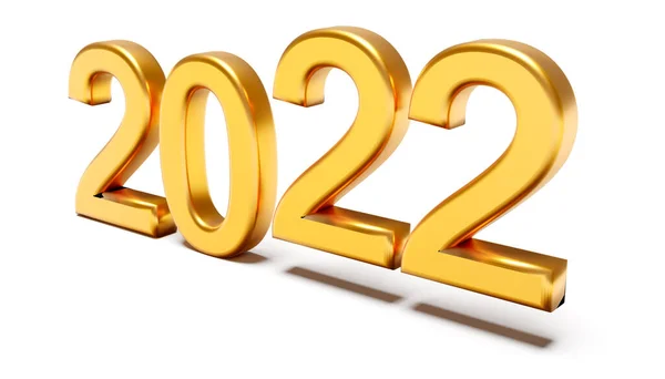 金色的新年概念 2022号 白色隔离 3D渲染 — 图库照片