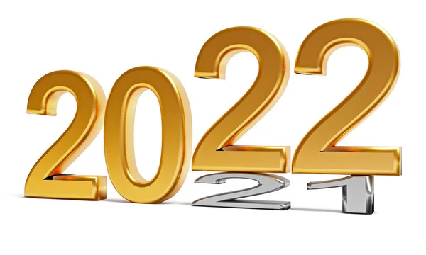 New Year 2022 Holiday Concept Gold Number 2022 Lies 2021 — Stock Photo, Image