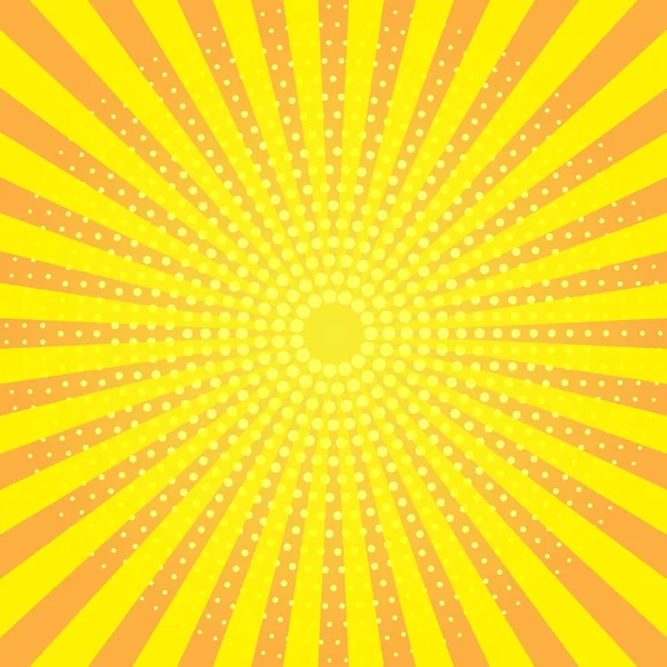 太陽光線とドットで抽象的な背景 デザインのための夏のベクターイラスト — ストックベクタ