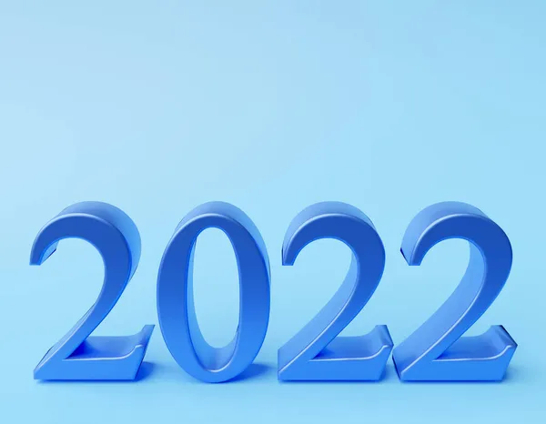 Conceito Ano Novo Cores Azuis Número 2022 Renderização — Fotografia de Stock