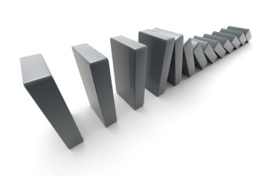 Gri bloklar itiyor. Eğilimler ve sorunlar konsepti. 3d oluşturma