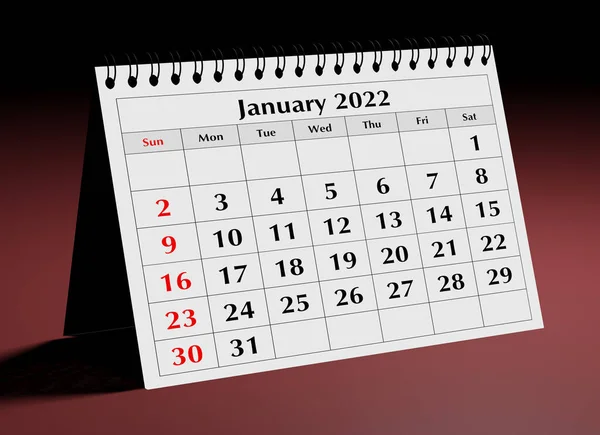 Одна Страница Годового Делового Месячного Календаря Дата Месяц Январь 2022 — стоковое фото