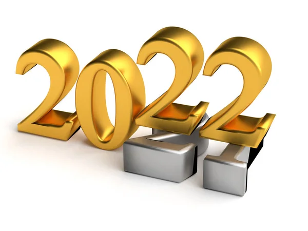 2022年新年假期的概念 2022年为2021年 3D渲染 — 图库照片