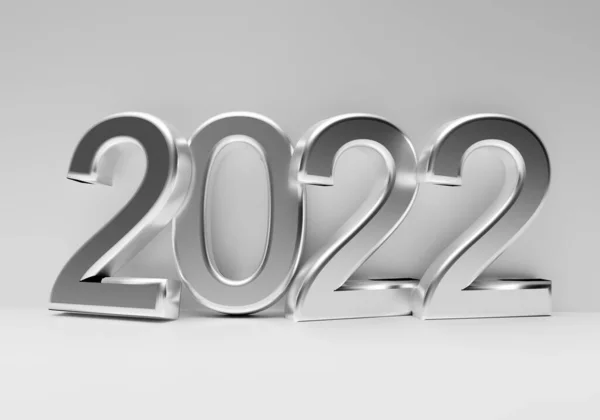 Gümüş Renkli Yeni Yıl Konsepti Numara 2022 Oluşturma — Stok fotoğraf