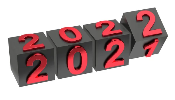 New Year Holiday Concept Cubes Number 2022 Replace 2021 Rendering — Stock Photo, Image