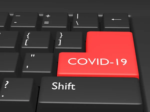 Covid 19のコンセプト WordのCovid 19コンピュータキーボードのボタン 3Dレンダリング — ストック写真