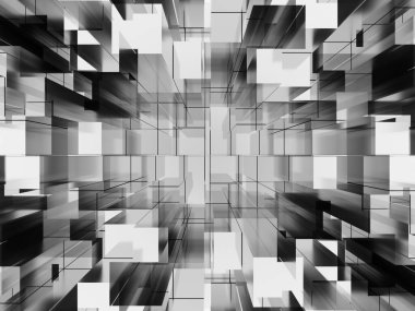 Üç boyutlu soyut mozaik gri ve beyaz arkaplan tasviri. 3d oluşturma