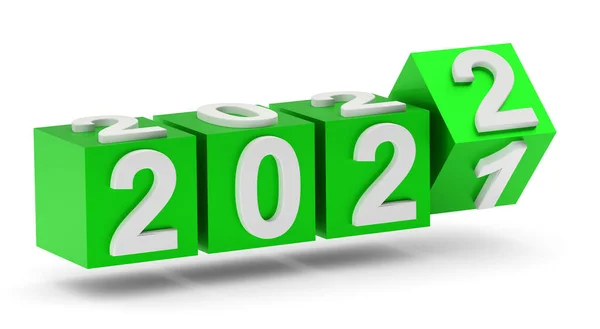 Conceito Feriado Ano Novo Cubos Com Número 2022 Substituem 2021 — Fotografia de Stock