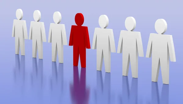 Бізнес Індивідуальність Концепції Ілюстрації Лідерство Команді Червоно Білі Люди Візуалізація — стокове фото