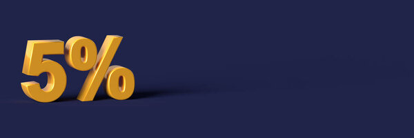 Скидка 5 процентов на синие слова на бланковом фоне. 3d-рендеринг