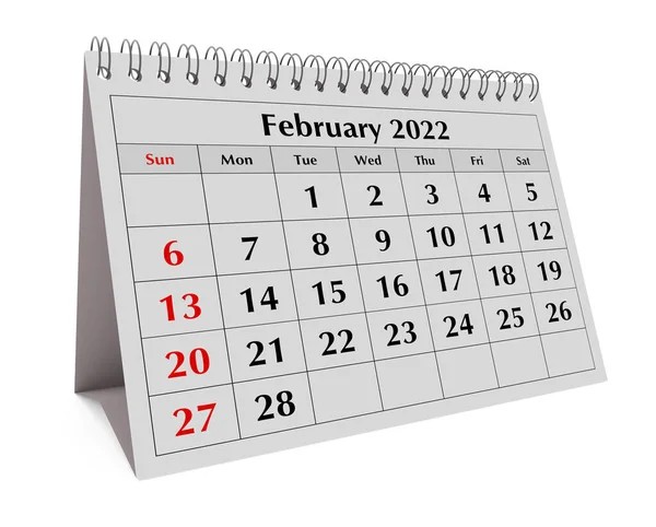 Μία Σελίδα Του Ετήσιου Μηνιαίου Ημερολογίου Εργασιών Ημερομηνία Μήνας Φεβρουάριος — Φωτογραφία Αρχείου