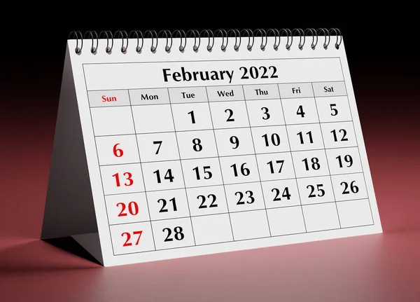 One Page Annual Business Monthly Calendar Date Month February 2022 — 图库照片