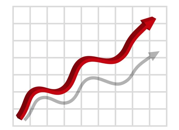 Grafiek Met Verhogingsrapport Diagram Met Stijging Vooruitgang Vectorillustratie — Stockvector