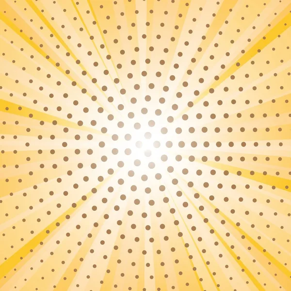 带太阳光和圆点的黄色背景 夏季矢量设计说明 — 图库矢量图片