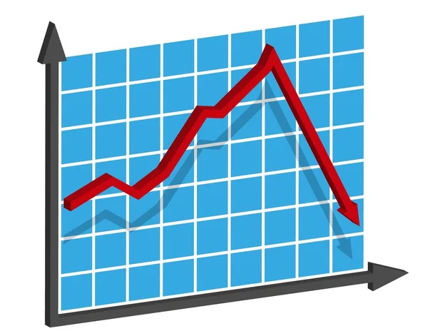 Gráfico Con Informe Disminución Diagrama Con Recesión Progreso Bancarrota Ilustración — Archivo Imágenes Vectoriales