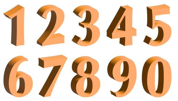 Three Dimensional Font Numbers Set Symbols Illustration — Stock Photo, Image