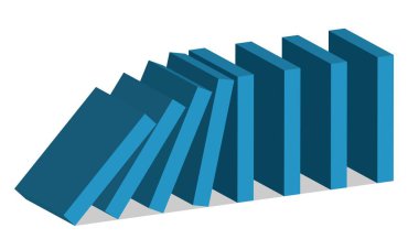 Domino mu? Bloklar boş arkaplanla itiyor. Eğilimler ve sorunlar konsepti. Vektör illüstrasyonu