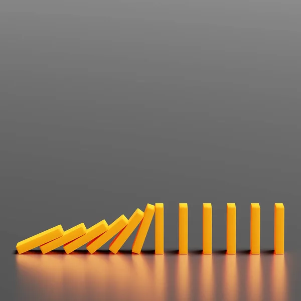 Domino Bloki Pchają Się Czystym Tłem Koncepcja Trendów Problemów Renderowanie — Zdjęcie stockowe