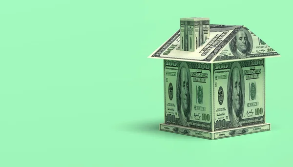 Dinero Casa Dólares Conceptos Inmobiliarios Renderizado —  Fotos de Stock