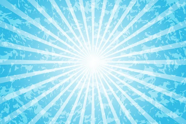太陽光線で抽象的な青のレトロな背景 夏のヴィンテージベクトルイラスト — ストックベクタ