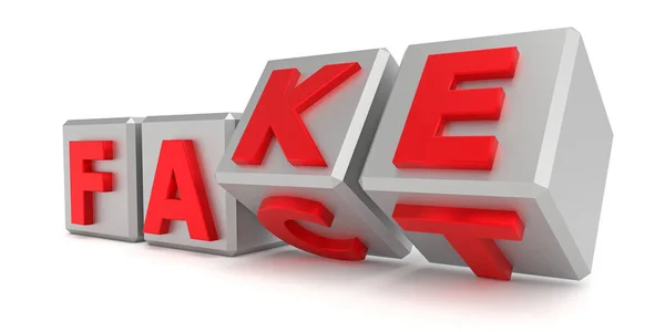 Kubussen Met Letters Omdraaien Woorden Veranderen Van Fact Naar Fake — Stockfoto