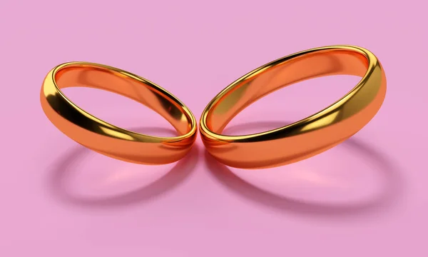 二つの結婚指輪 統一と愛の概念 3Dレンダリング — ストック写真