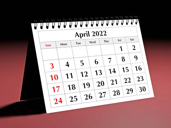 One Page Annual Business Monthly Calendar Date Month April 2022 — Stock Photo, Image