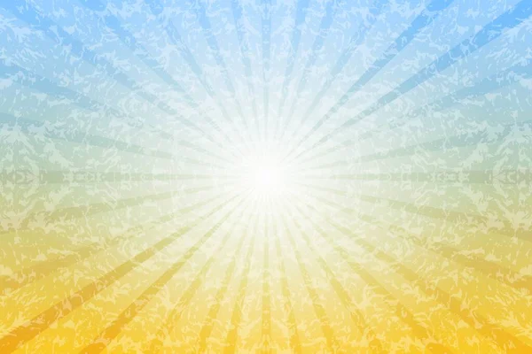 太陽光線で抽象的な青と黄色の背景 デザインのための夏のベクターイラスト — ストックベクタ