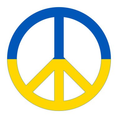 Ukrayna bayrağı renginde barış işareti. Savaş konsepti yok 