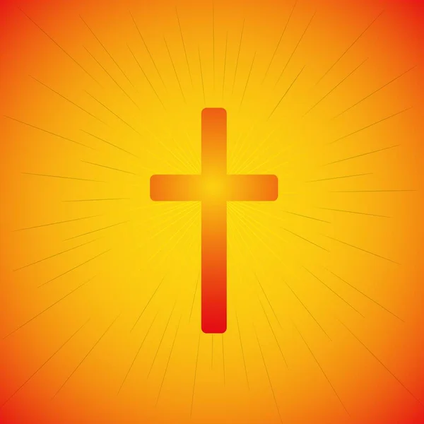 Pâques Symbole Croix Résurrection Jésus Christ Avec Les Rayons Brille — Image vectorielle