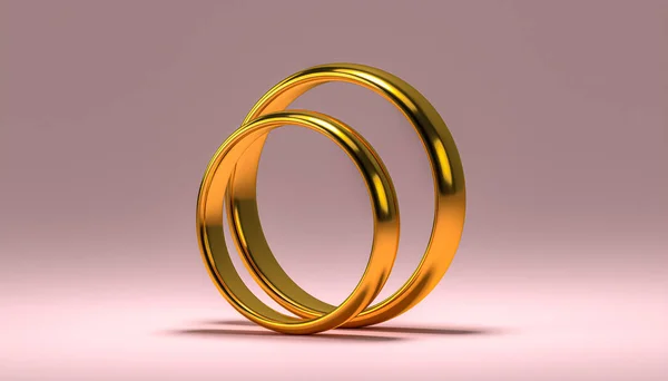 Ilustrace Dvou Svatebních Zlatých Prstenů Jednota Pojmů Vykreslování — Stock fotografie