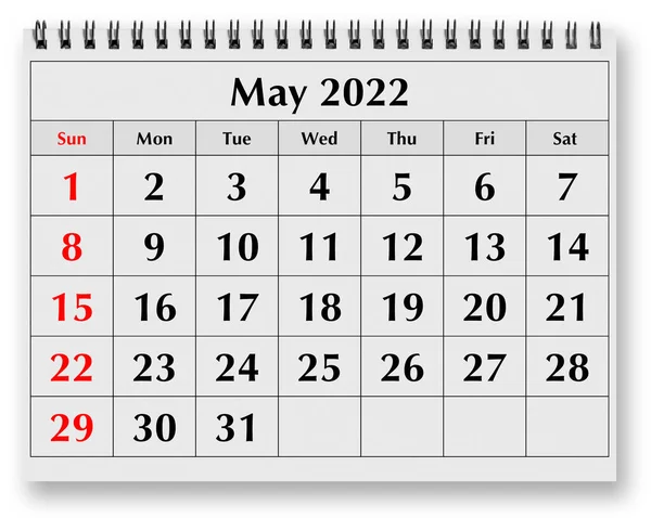 One Page Annual Monthly Calendar May 2022 — 스톡 사진