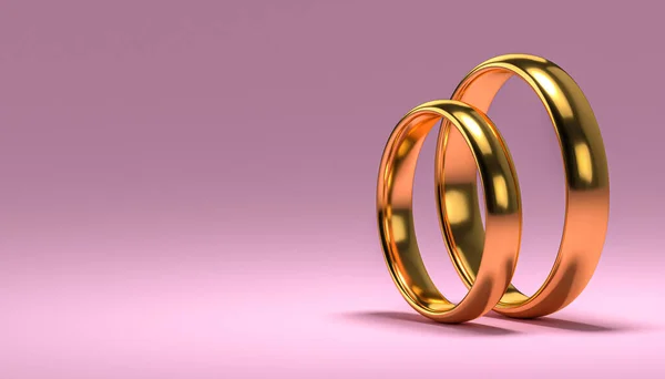 Illustration Two Wedding Gold Rings Unity Concepts Rendering — Stock Photo, Image