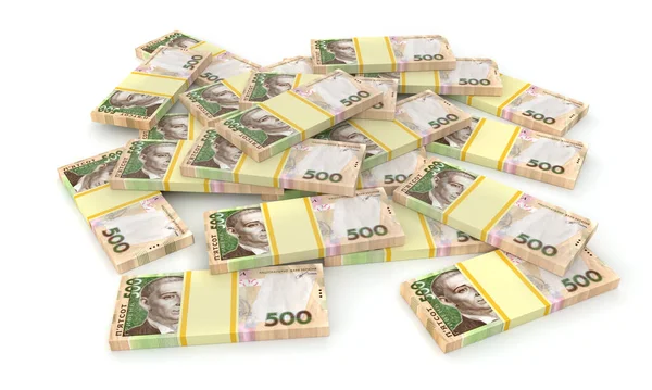 500 Banknotla Birlikte Bir Yığın Ukrayna Parası Grivna Hryvna Finans — Stok fotoğraf